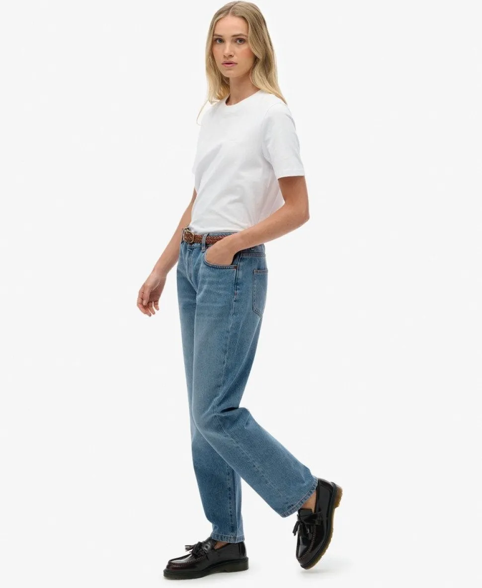 Organic Cotton Mid Rise Straight Jeans