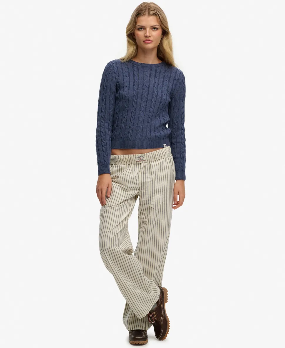Organic Cotton Stripe Elasticated Trousers