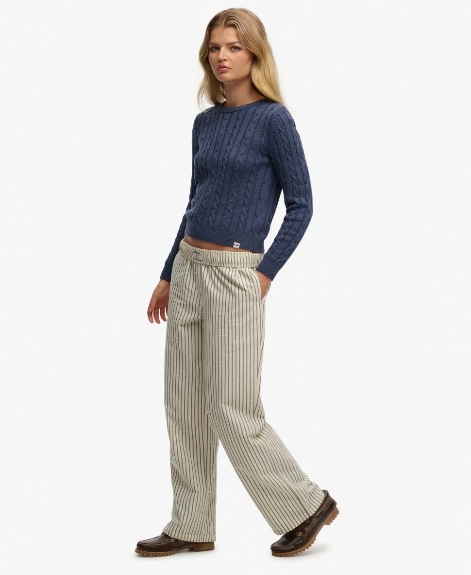 Organic Cotton Stripe Elasticated Trousers
