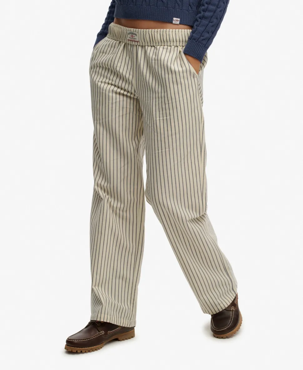 Organic Cotton Stripe Elasticated Trousers