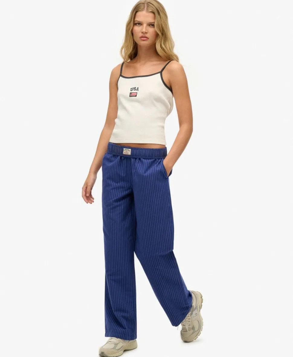 Organic Cotton Stripe Elasticated Trousers