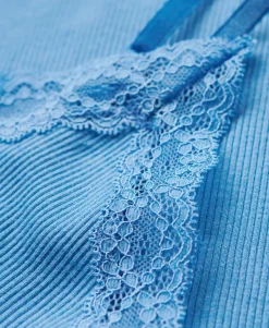 Organic Cotton Vintage Rib Lace Trim Cami Top