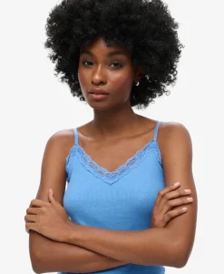 Organic Cotton Vintage Rib Lace Trim Cami Top