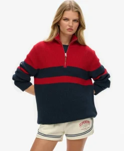 Oversized Cotton Classic Stripe Half-Zip Jumper