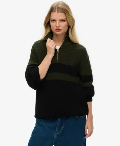 Oversized Cotton Classic Stripe Half-Zip Jumper