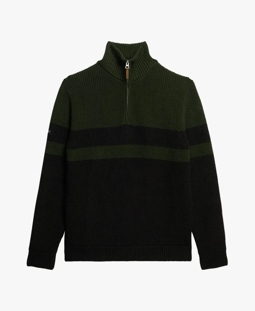 Oversized Cotton Classic Stripe Half-Zip Jumper