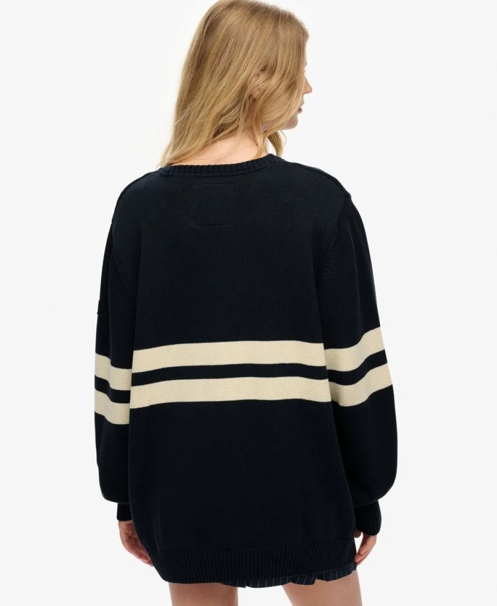 Oversized Striped V-Neck Jumper