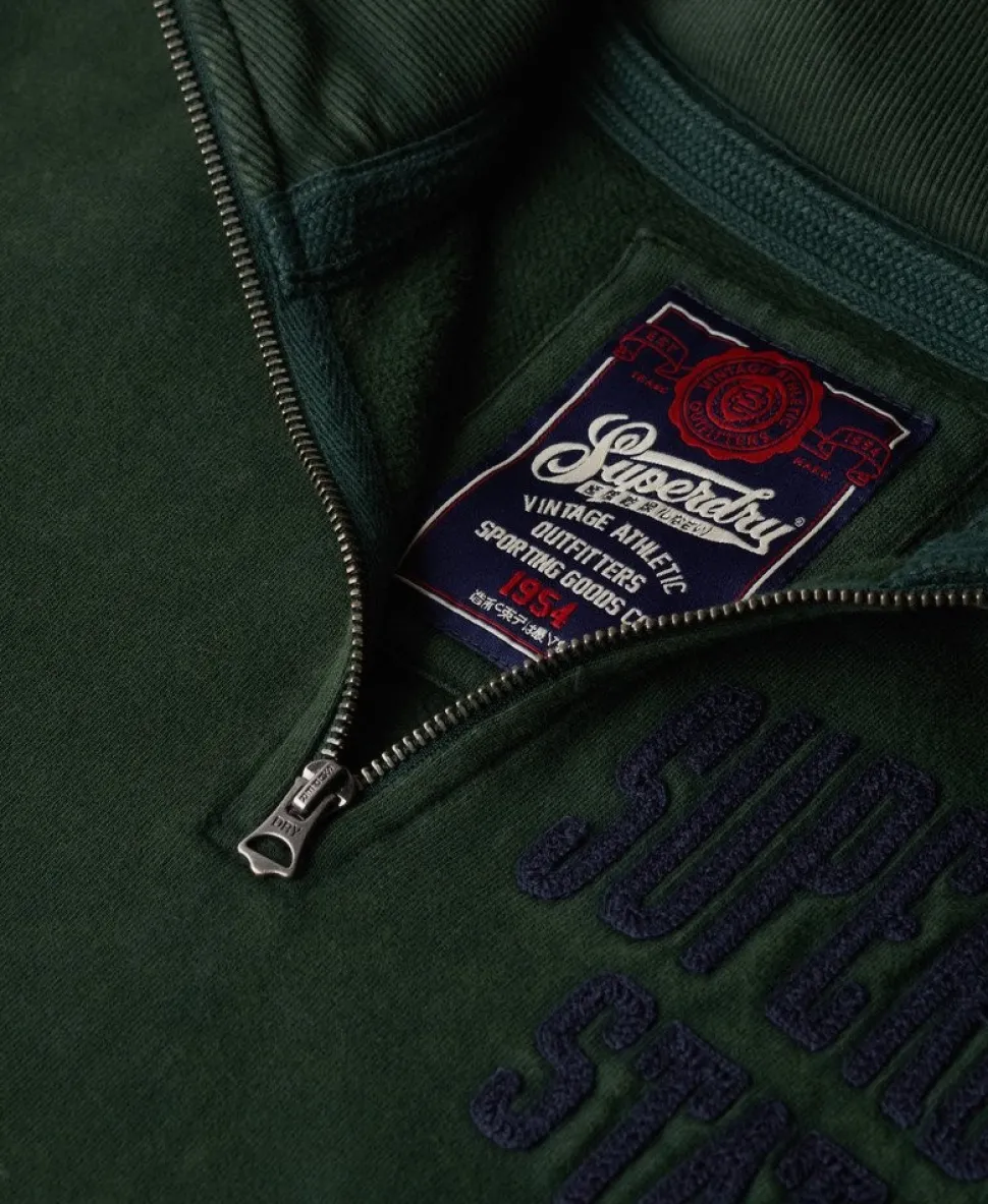 Oversized Vintage Athletic Zip Henley Jumper