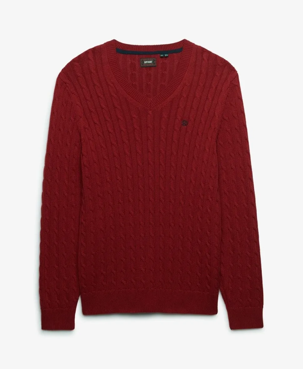 Oversized V Neck Cable Jumper