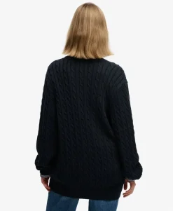 Oversized V Neck Cable Jumper