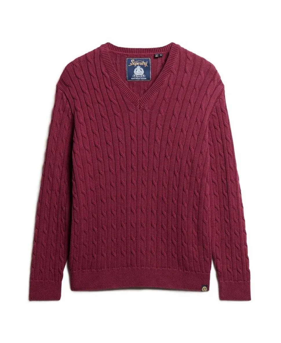 Oversized V Neck Cable Jumper