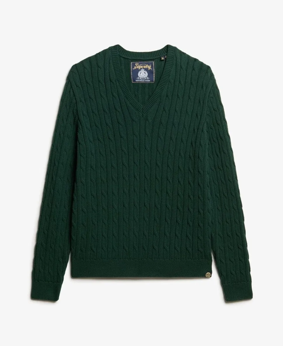 Oversized V Neck Cable Jumper