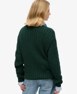 Oversized V Neck Cable Jumper