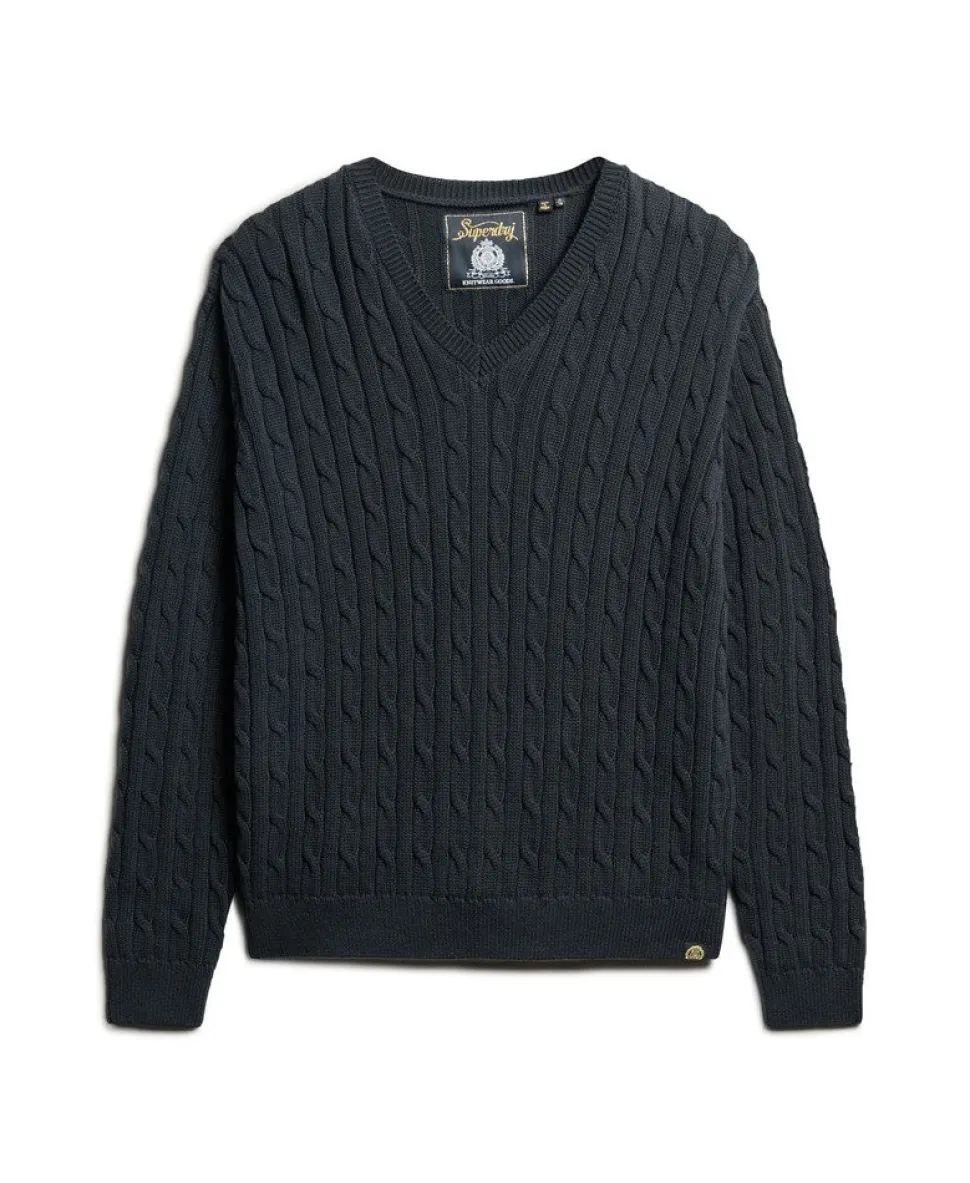 Oversized V Neck Cable Jumper