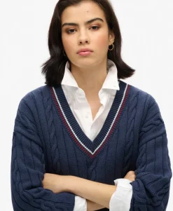 Oversized V-Neck Cricket Knit Jumper