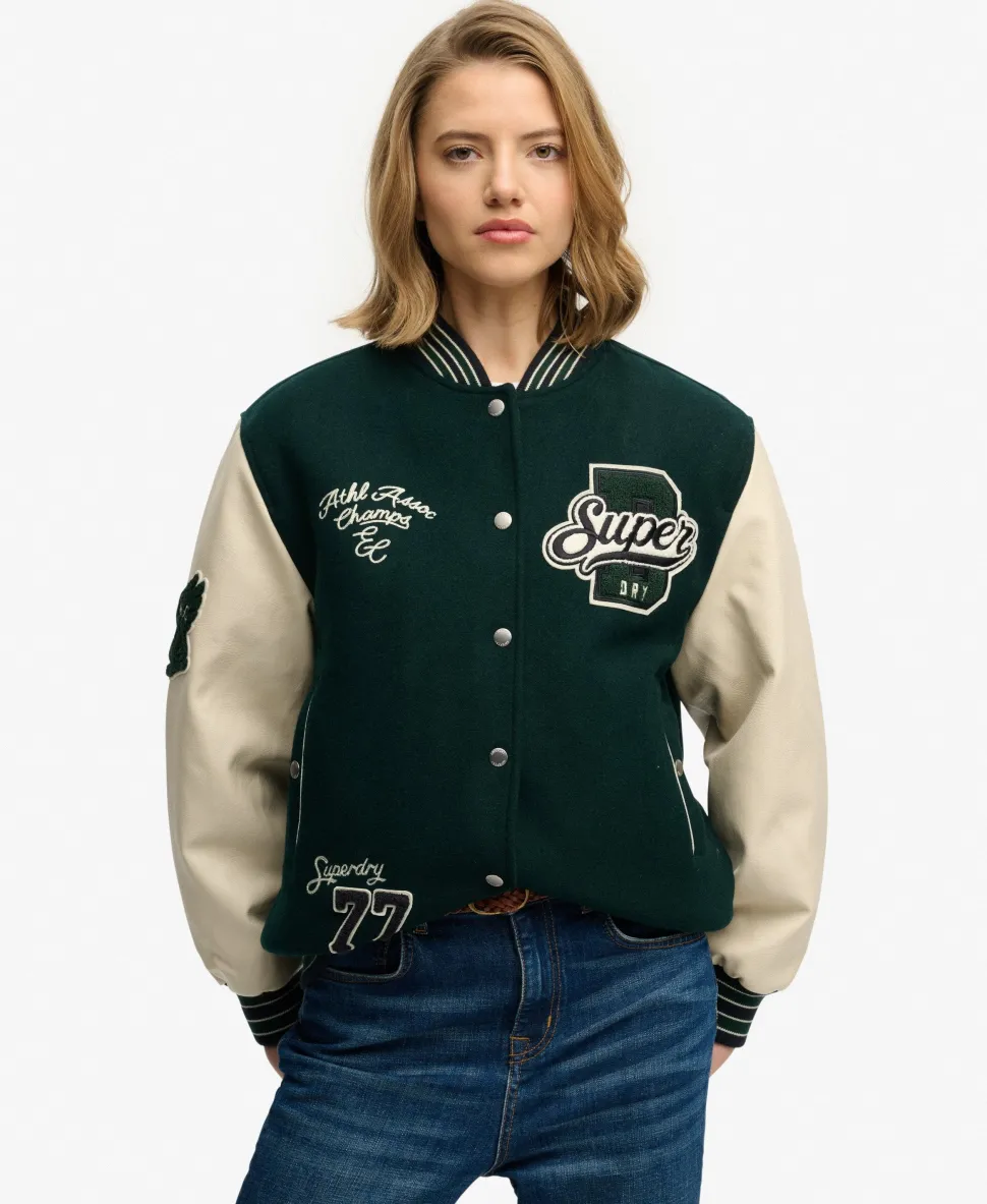 Patched Varsity Bomber Jacket