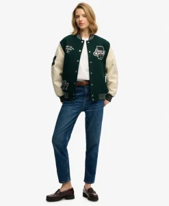 Patched Varsity Bomber Jacket