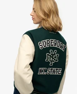 Patched Varsity Bomber Jacket