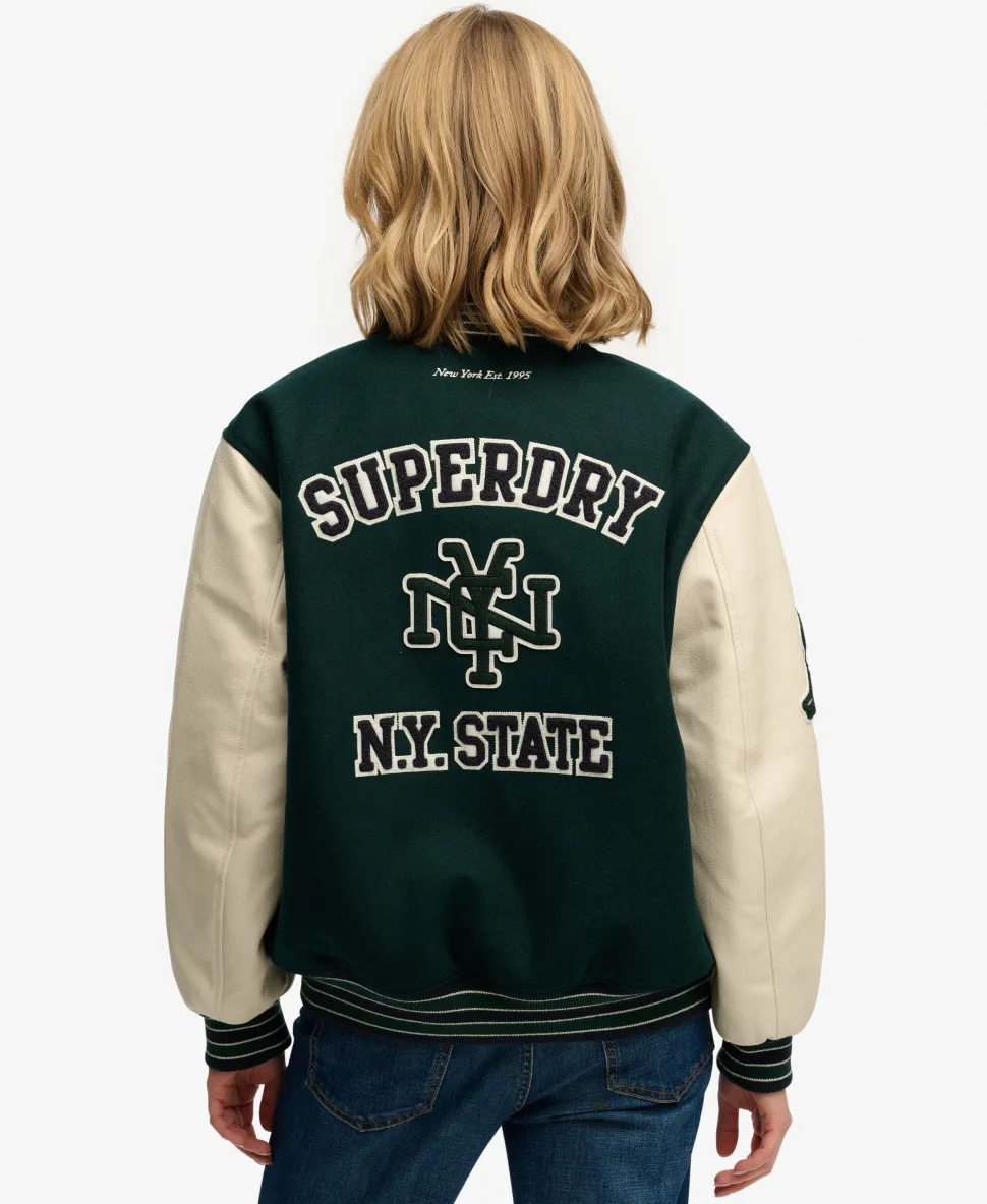 Patched Varsity Bomber Jacket