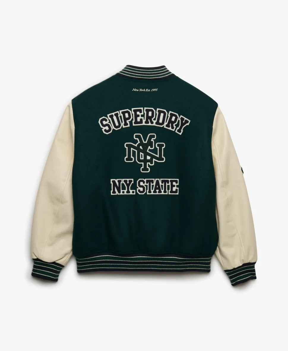 Patched Varsity Bomber Jacket