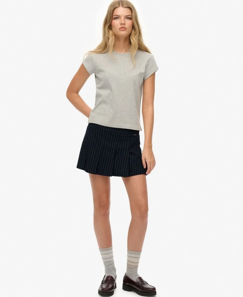 Pinstripe Pleat Mini Skirt