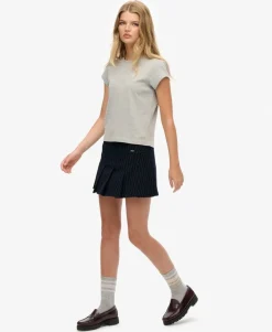 Pinstripe Pleat Mini Skirt