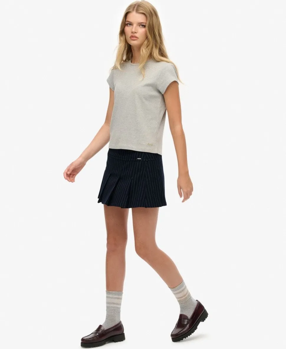 Pinstripe Pleat Mini Skirt