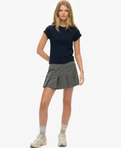 Pinstripe Pleat Mini Skirt