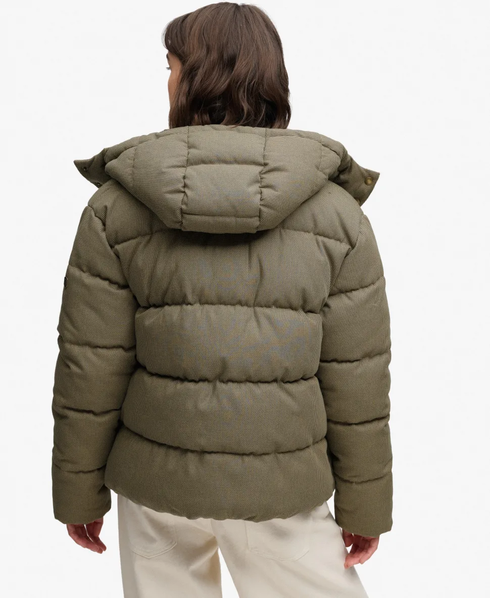 Premium Hooded Check Puffer Jacket