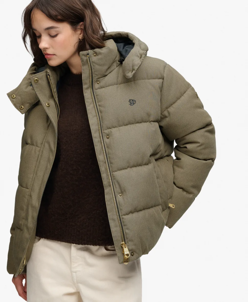 Premium Hooded Check Puffer Jacket