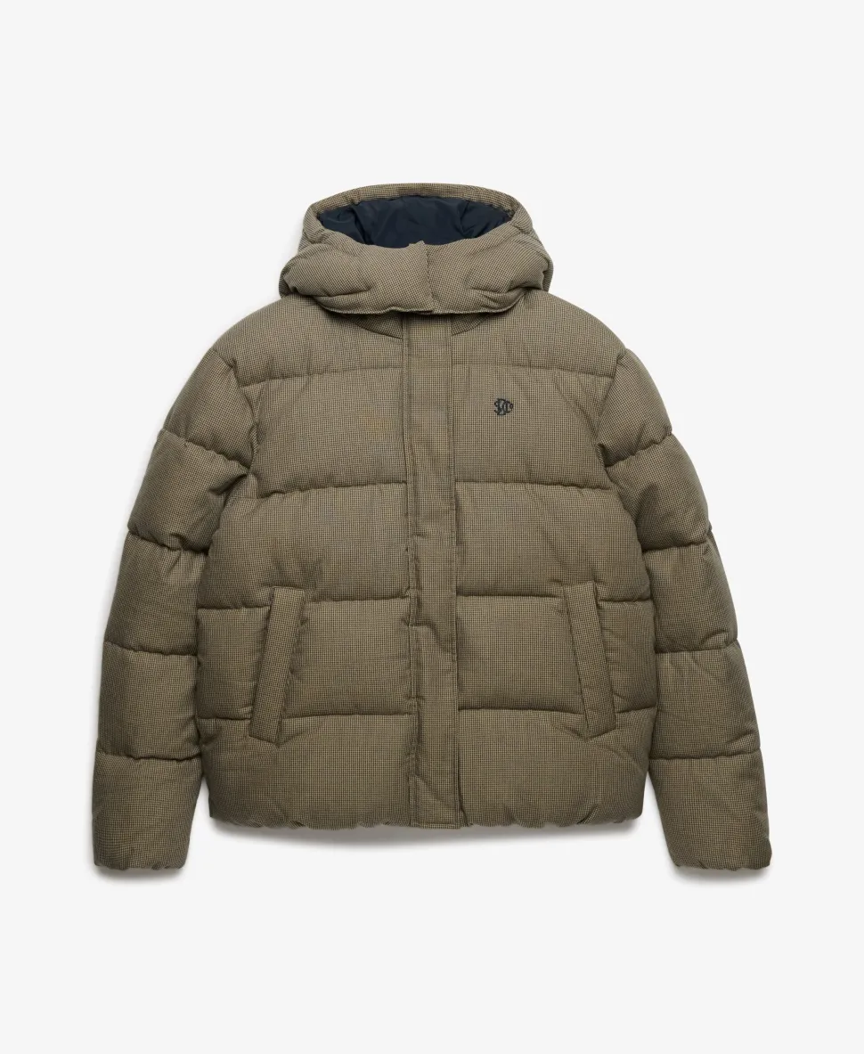 Premium Hooded Check Puffer Jacket
