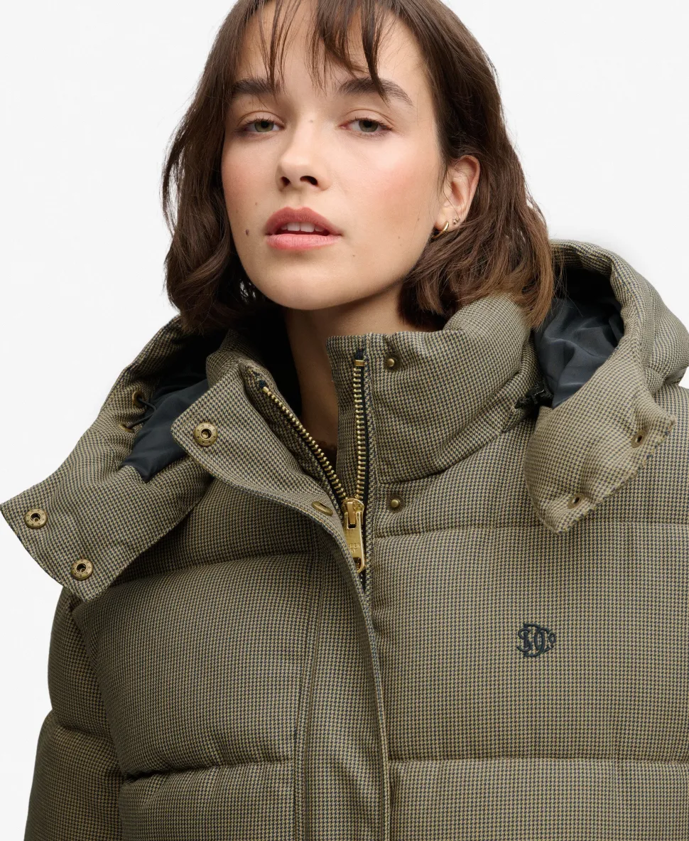 Premium Hooded Check Puffer Jacket