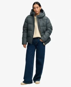 Premium Hooded Check Puffer Jacket