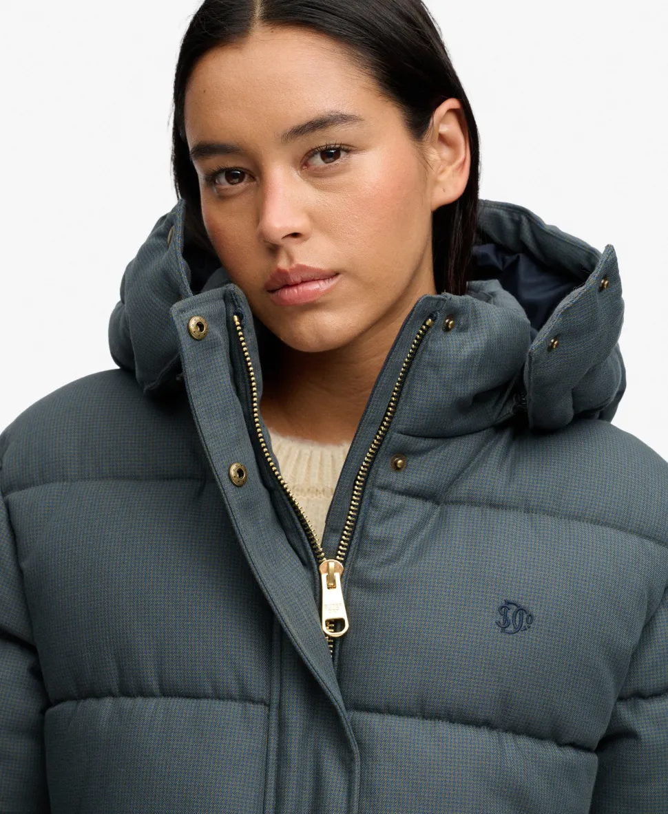 Premium Hooded Check Puffer Jacket