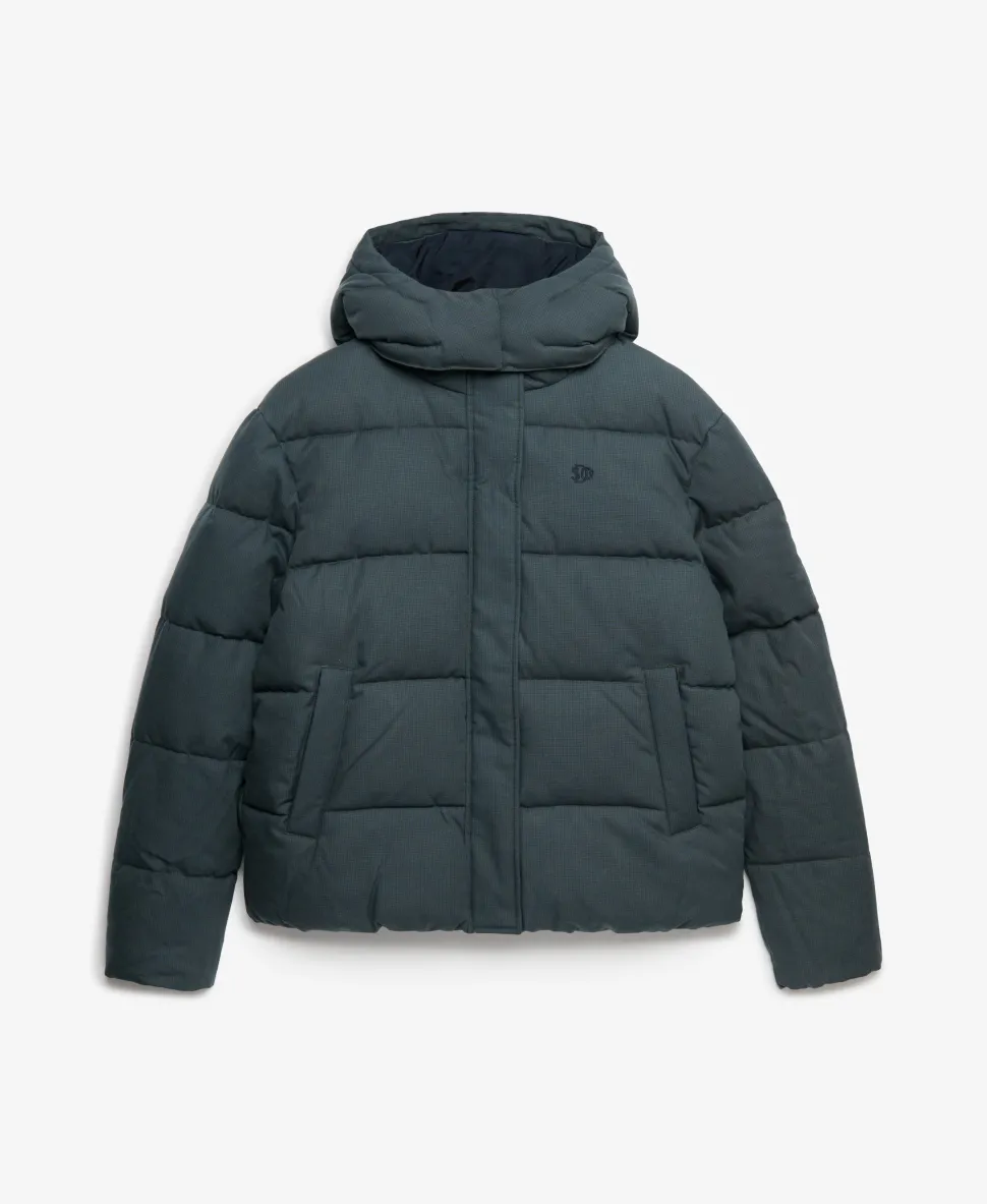Premium Hooded Check Puffer Jacket