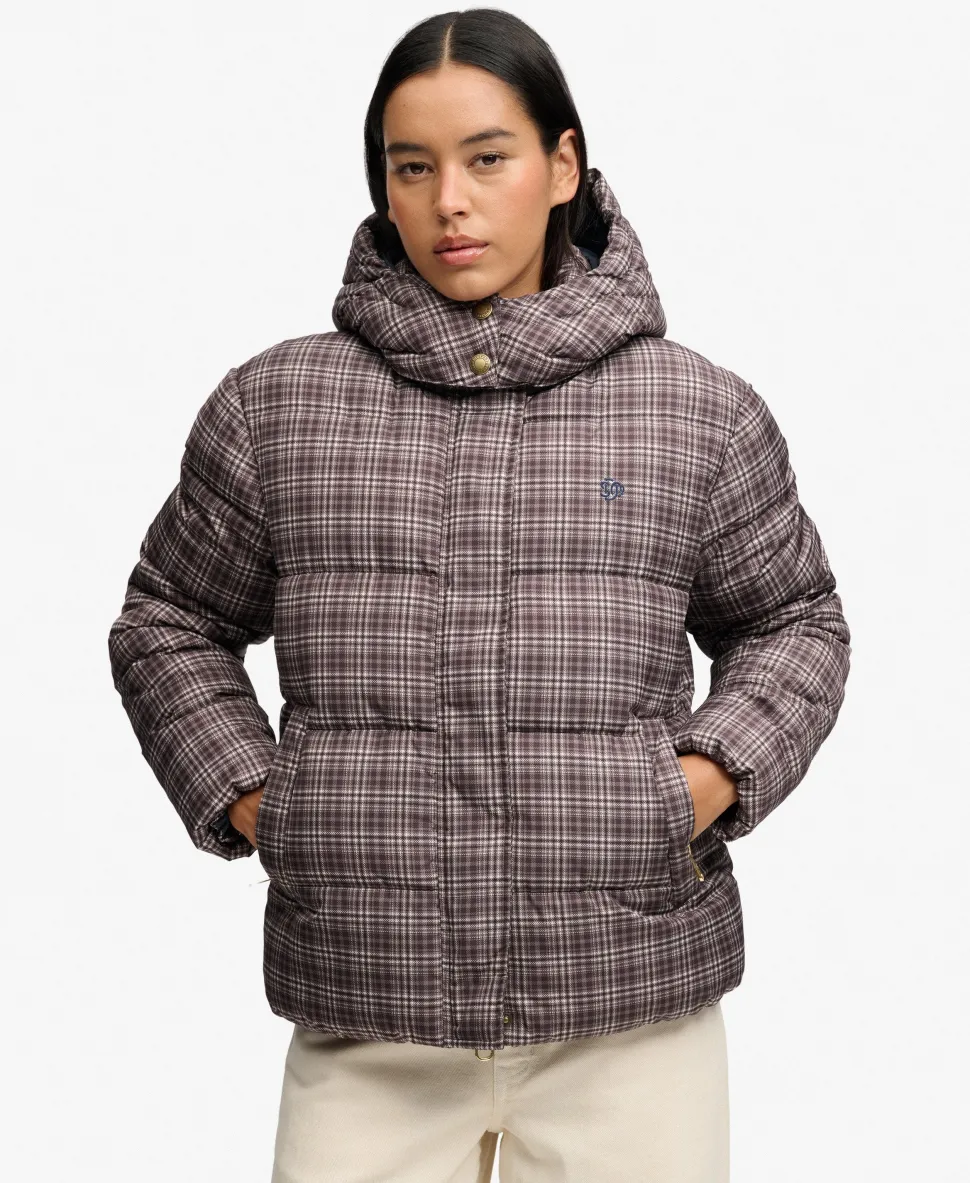 Premium Printed Check Puffer Jacket