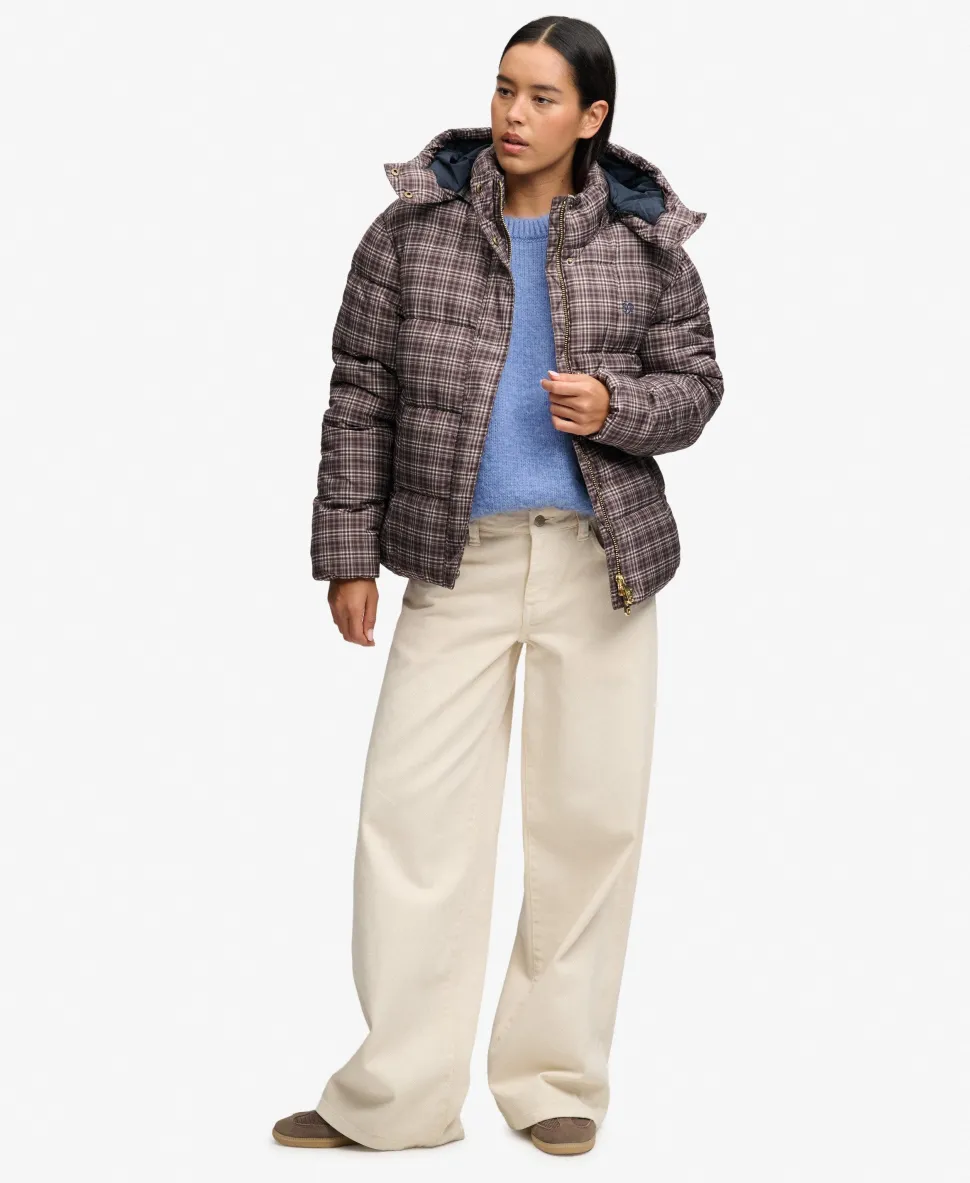 Premium Printed Check Puffer Jacket