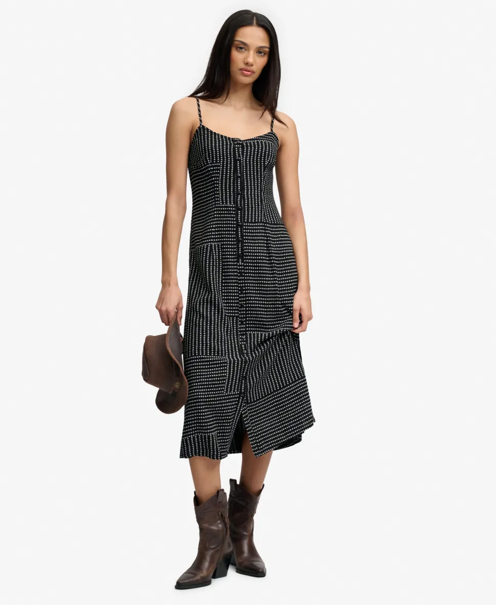 Print Button Down Cami Midi Dress