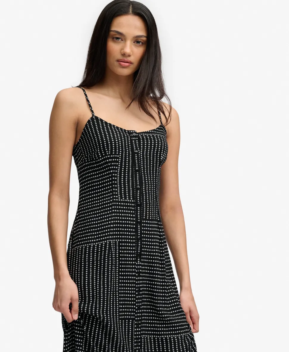 Print Button Down Cami Midi Dress