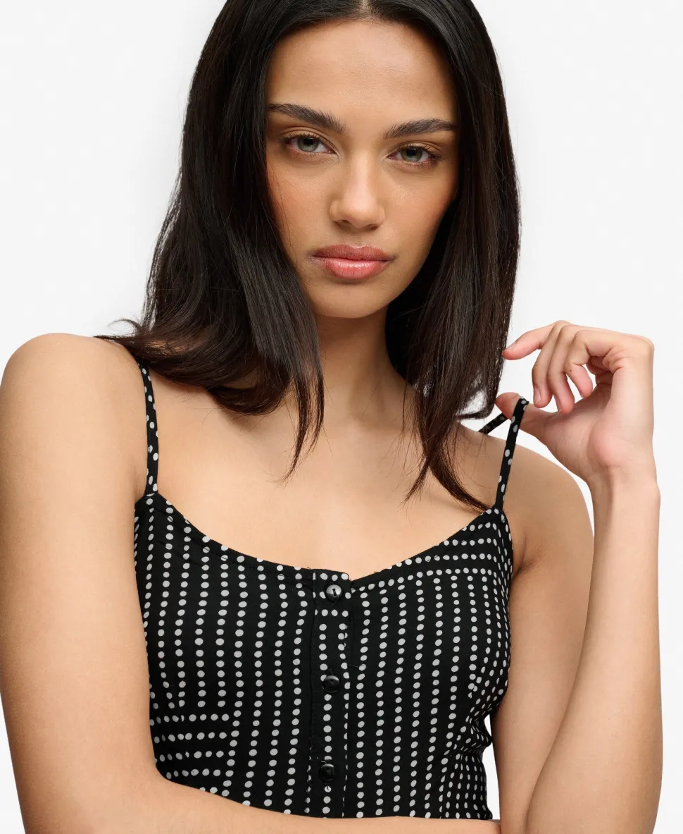 Print Button Down Cami Midi Dress