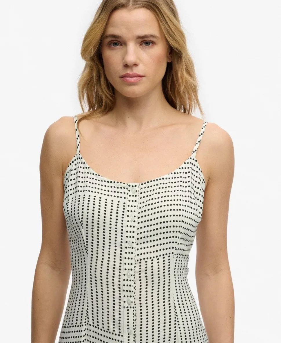Print Button Down Cami Midi Dress