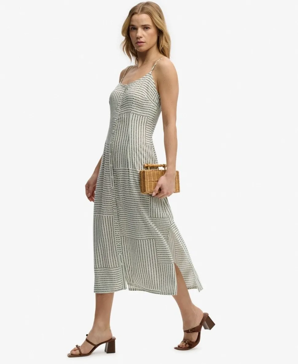 Print Button Down Cami Midi Dress
