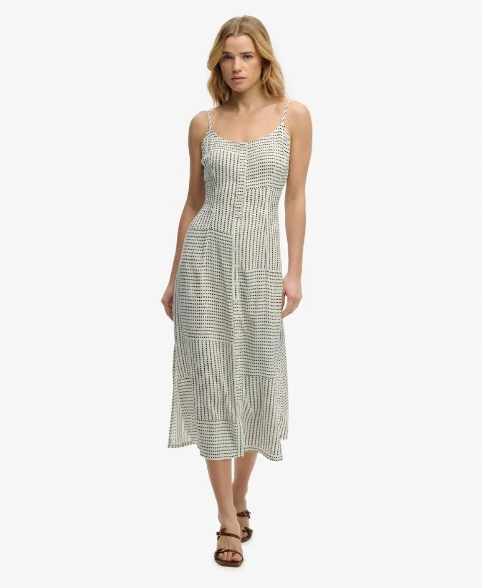 Print Button Down Cami Midi Dress