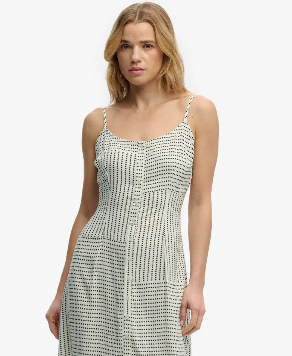 Print Button Down Cami Midi Dress