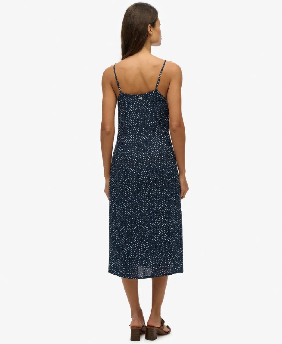 Printed Button-Up Cami Midi Dress