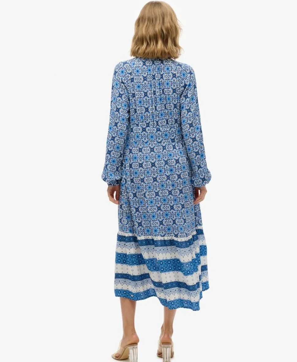 Printed Long Sleeve Midi Dress