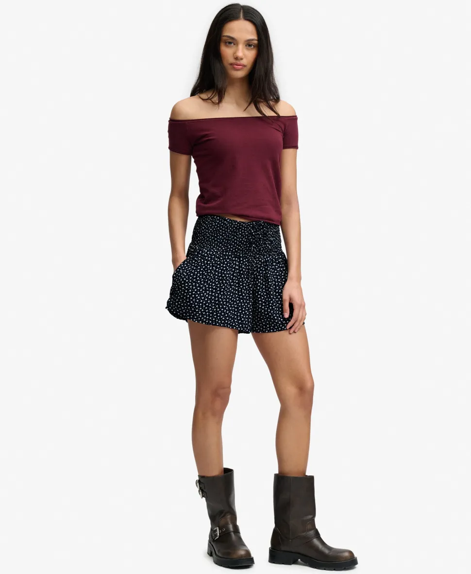 Printed Mini Smocked Shorts