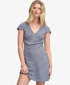 Printed Sweetheart Short Sleeve Mini Dress