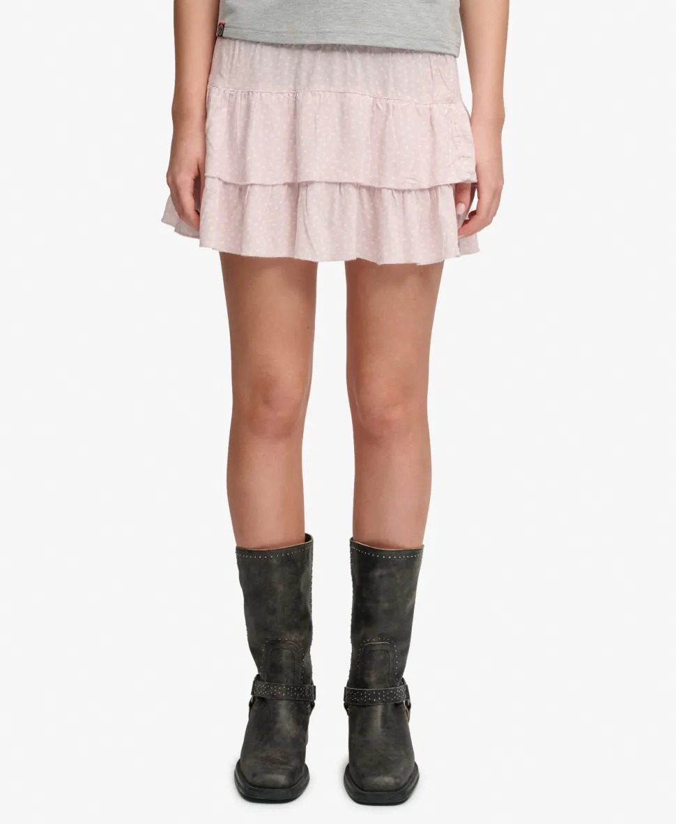 Printed Tiered Mini Skirt