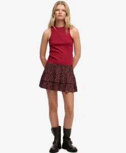 Printed Tiered Mini Skirt